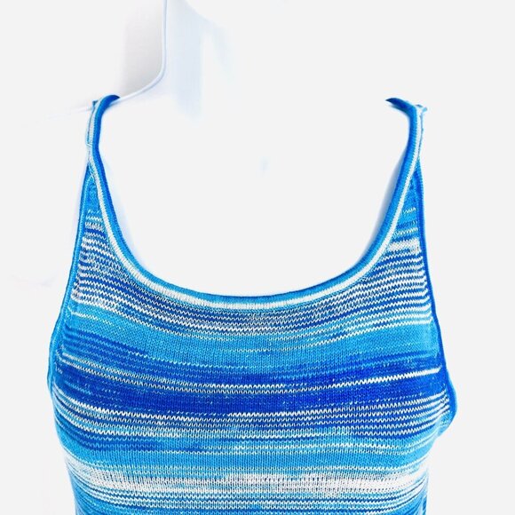 & OTHER STORIES Minidress Size S Cutout Space Dyed Cotton & Linen Space Dye Blue - Picture 2 of 12